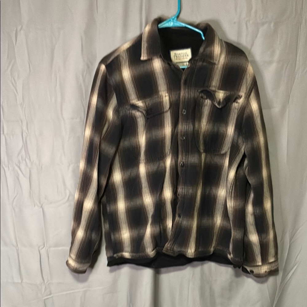 Boston Traders Men's Checkered Jean Jacket - Black and Cream
